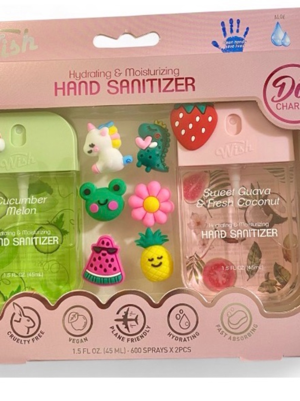 Hydrating Pink or Green Hand Sanitizer 8 DYI Decorative Charms